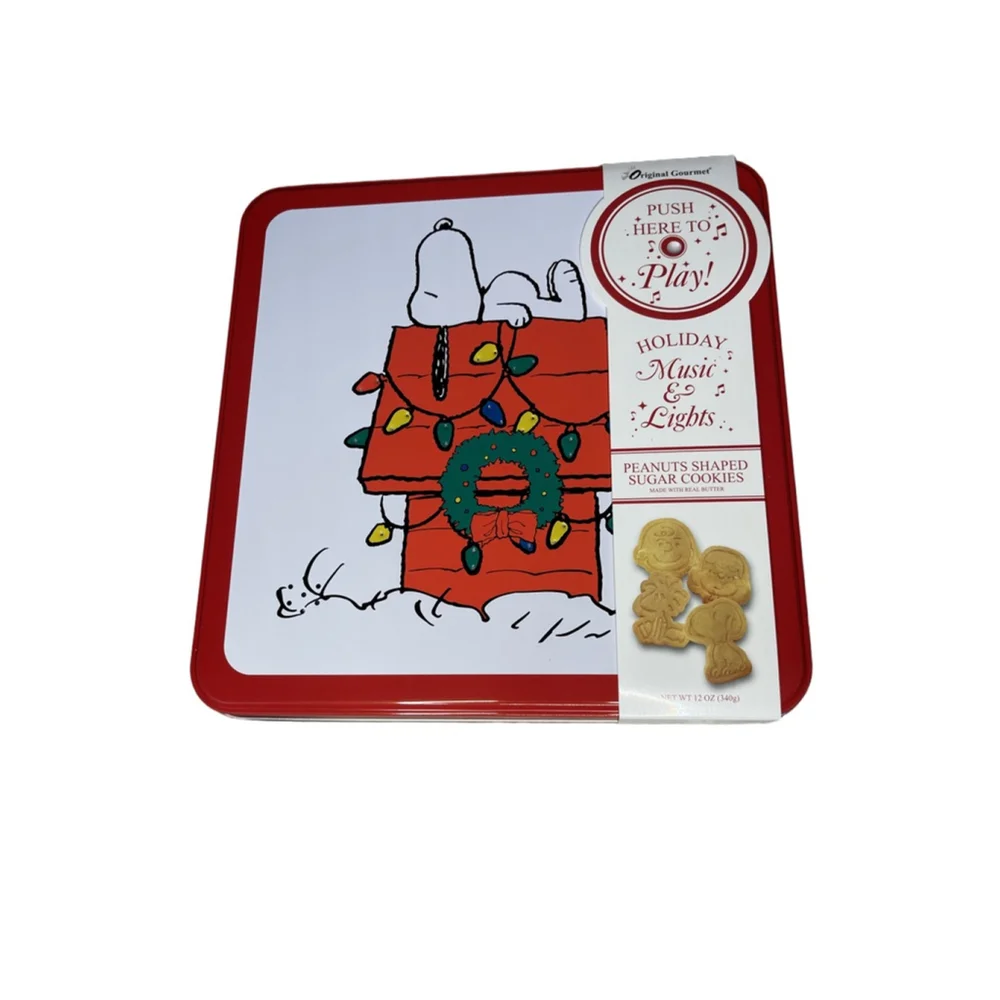 Original Gourmet Peanuts Holiday Music & Lights Sugar Cookies Tin One Size Red